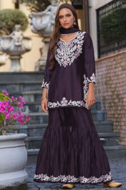 Vamika Anamika Vol 1 Chinon Kurti with Dupatta Palazzo Catalog 5 Pcs