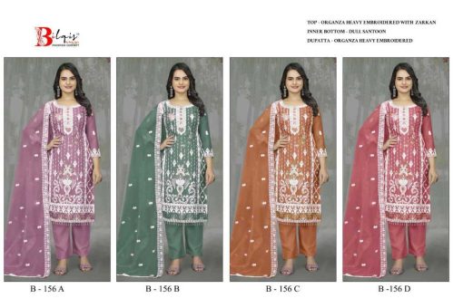 Bilqis B 156 A D Organza Salwar Suit Catalog 4 Pcs 9 510x340 - Bilqis B 156 A-D Organza Salwar Suit Catalog 4 Pcs