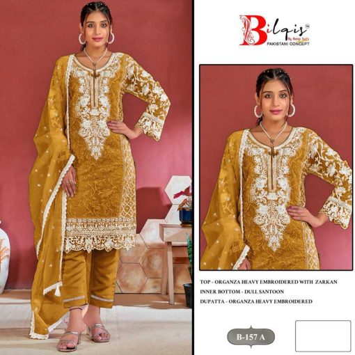 Bilqis B 157 A D Organza Salwar Suit Catalog 4 Pcs 1 510x510 - Bilqis B 157 A-D Organza Salwar Suit Catalog 4 Pcs