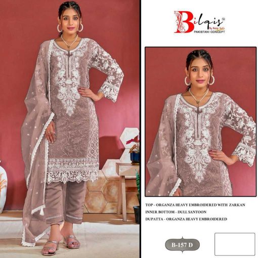 Bilqis B 157 A D Organza Salwar Suit Catalog 4 Pcs 5 510x510 - Bilqis B 157 A-D Organza Salwar Suit Catalog 4 Pcs