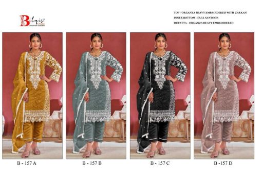 Bilqis B 157 A D Organza Salwar Suit Catalog 4 Pcs 9 510x340 - Bilqis B 157 A-D Organza Salwar Suit Catalog 4 Pcs