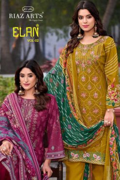 Riaz Arts Elan Vol 2 by Mumtaz Arts Lawn Salwar Suit Catalog 6 Pcs