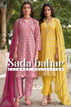 Shree Fabs Sada Bahar Cutwork Collection Chiffon Cotton Salwar Suit Catalog 5 Pcs